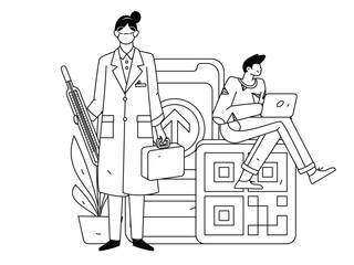 Medical characters fighting the epidemic flat vector concept operation hand drawn illustration
