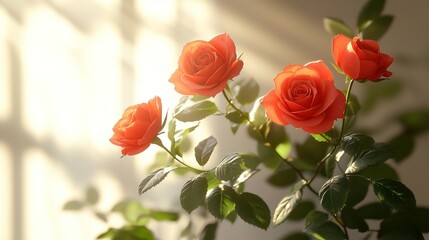 Fototapeta premium Sunlight blooms of orange roses