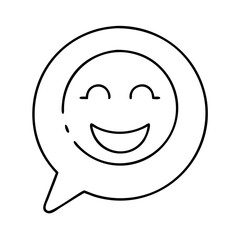 smile in a speech bubble icon, smile in a speech bubble line art - simple line art of smile in a speech bubble, perfect for smile in a speech bubble logos and icons