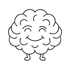 smiling brain icon, smiling brain line art - simple line art of smiling brain, perfect for smiling brain logos and icons