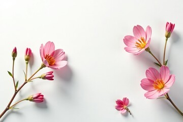 Naklejka premium Delicate, small-scale floral sprigs on white background, surface, white, nature