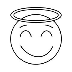 smiling face with halo icon, smiling face with halo line art - simple line art of smiling face with halo, perfect for smiling face with halo logos and icons