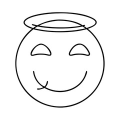 smiling face with halo icon, smiling face with halo line art - simple line art of smiling face with halo, perfect for smiling face with halo logos and icons