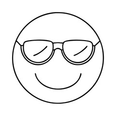 smiling face with sunglasses icon, smiling face with sunglasses line art - simple line art of smiling face with sunglasses, perfect for smiling face with sunglasses logos and icons