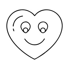 smiling heart icon, smiling heart line art - simple line art of smiling heart, perfect for smiling heart logos and icons