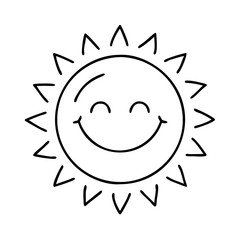 smiling sun icon, smiling sun line art - simple line art of smiling sun, perfect for smiling sun logos and icons