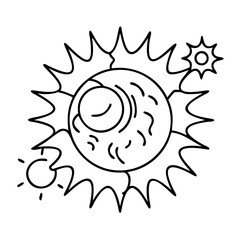 solar flare icon, solar flare line art - simple line art of solar flare, perfect for solar flare logos and icons