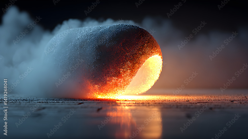 Poster rounded glowing blob with misty texture. 3d rendered