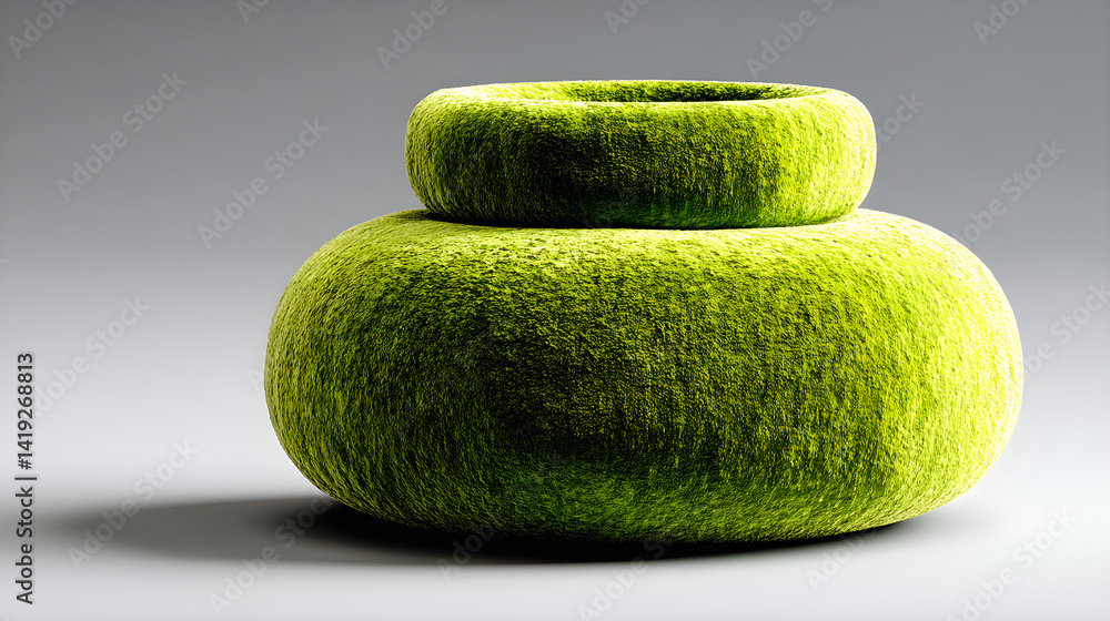 Poster rounded plush form resting lightly. 3d rendered