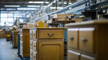 Manufacturing of chests of drawers at a factory