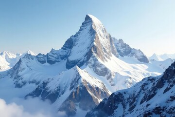 Fototapeta premium Snow-covered mountain peak, pristine white landscape, image, scenery, adventure