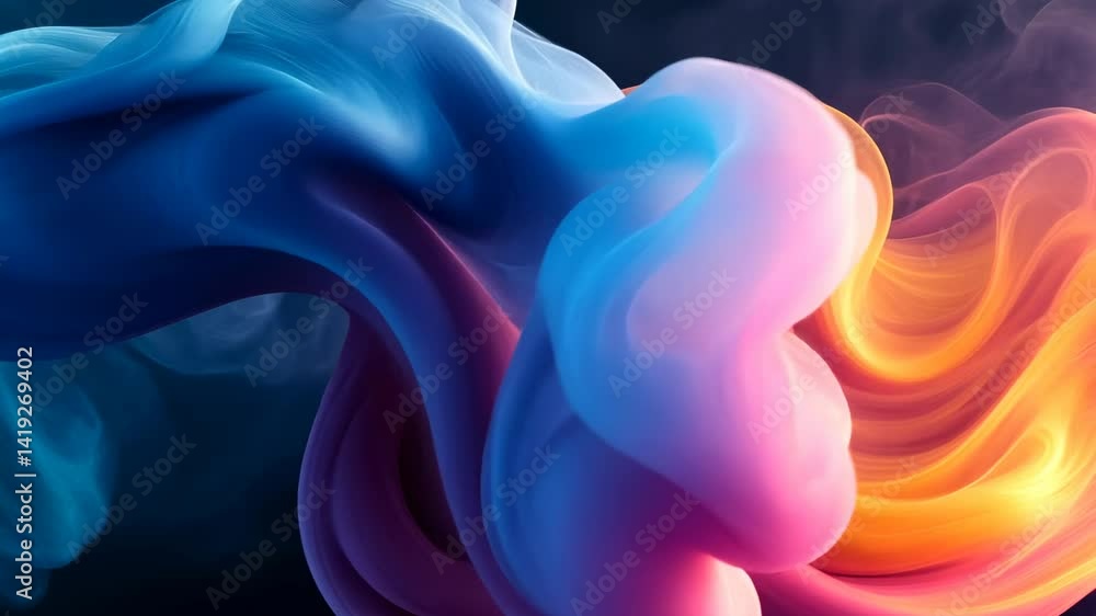 Aufkleber abstract colorful smoke design with swirling curves and gradient colors on dark background