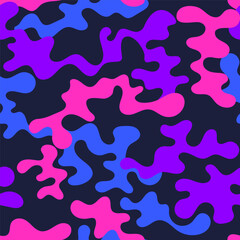 Colorful Camouflage Seamless Pattern. Neon Abstract Camo Background