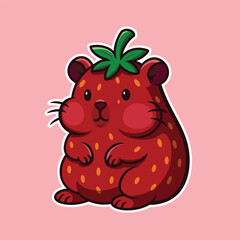 Naklejka premium Strawberry Hamster Shape