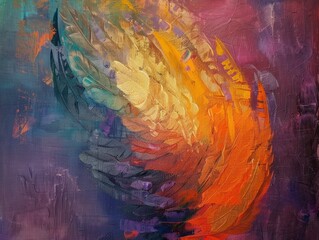 Abstract Colorful Painting with Feather Design