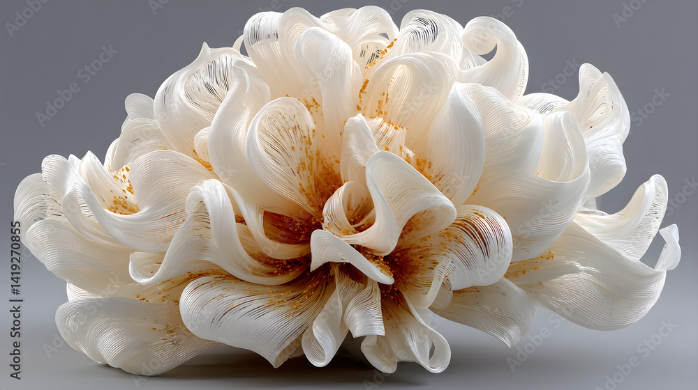 Aufkleber soft curl puff with a smooth surface. 3d rendered
