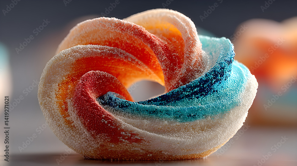 Aufkleber soft donut curl with light gradients. 3d rendered