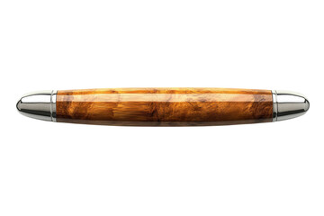 Naklejka premium Exquisite Wooden Pen with Polished Metal Accents Isolated on Black Background showcasing rich on transparent background