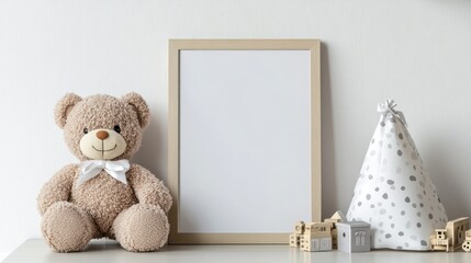 Mockup frame and birthday decoration items for a baby shower celebration