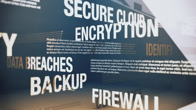 Cybersecurity for small businesses related terms and concepts. Seamlessly looping animation.