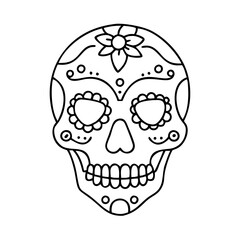 sugar skull makeup icon, sugar skull makeup line art - simple line art of sugar skull makeup, perfect for sugar skull makeup logos and icons
