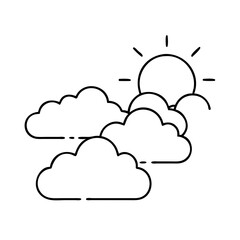 sun and clouds icon, sun and clouds line art - simple line art of sun and clouds, perfect for sun and clouds logos and icons