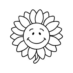sunflower with a smile icon, sunflower with a smile line art - simple line art of sunflower with a smile, perfect for sunflower with a smile logos and icons