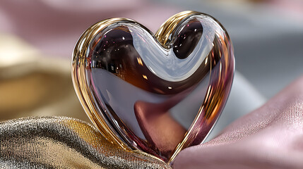 Velvet heart wave with shiny finish. 3D rendered