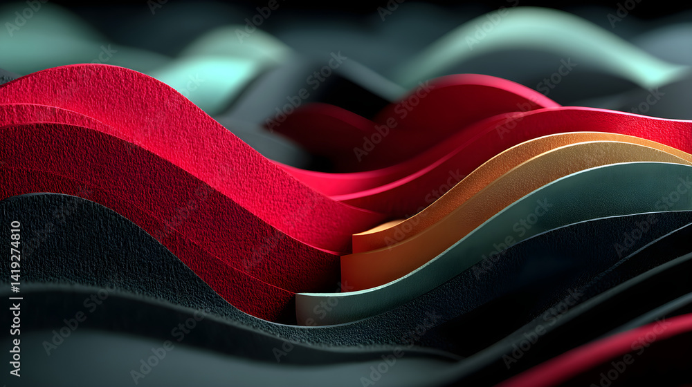 Poster velvet ripple curve with soft depth. 3d rendered