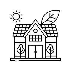 sustainable building icon, sustainable building line art - simple line art of sustainable building, perfect for sustainable building logos and icons