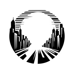 Cityscape logo icon with transparent background