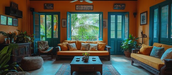 Colorful Living Room with Patio View