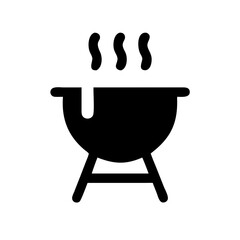 BBQ Grill with Smokestack Icon Design