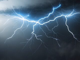 Fototapeta premium Lightning Bolt Striking Through a Dark Stormy Sky