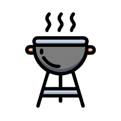 BBQ Grill with Smokestack Icon Design