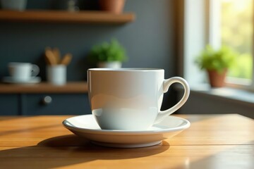 Fototapeta premium Large oversized coffee mug, empty, clean surface , white background, coffee mug