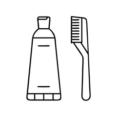 toothbrush and toothpaste icon, toothbrush and toothpaste line art - simple line art of toothbrush and toothpaste, perfect for toothbrush and toothpaste logos and icons