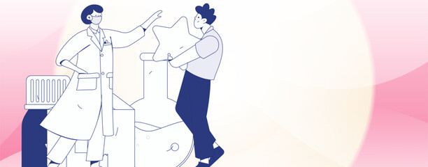 Medical characters fighting the epidemic flat vector concept operation hand drawn illustration
