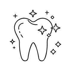 tooth with sparkle icon, tooth with sparkle line art - simple line art of tooth with sparkle, perfect for tooth with sparkle logos and icons