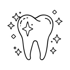 tooth with sparkle icon, tooth with sparkle line art - simple line art of tooth with sparkle, perfect for tooth with sparkle logos and icons