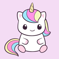 Cute and adorable happy unicorn illustration © Rafi