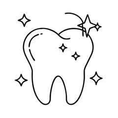 tooth with sparkle icon, tooth with sparkle line art - simple line art of tooth with sparkle, perfect for tooth with sparkle logos and icons