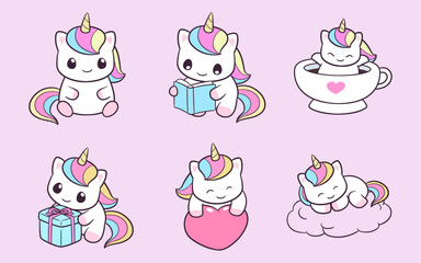 Cute and adorable happy unicorn illustration © Rafi