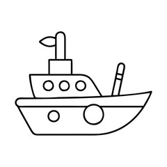 toy boat icon, toy boat line art - simple line art of toy boat, perfect for toy boat logos and icons