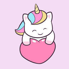 Cute and adorable happy unicorn illustration