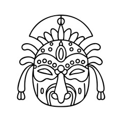 traditional dance mask icon, traditional dance mask line art - simple line art of traditional dance mask, perfect for traditional dance mask logos and icons