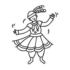 traditional folk dancer icon, traditional folk dancer line art - simple line art of traditional folk dancer, perfect for traditional folk dancer logos and icons