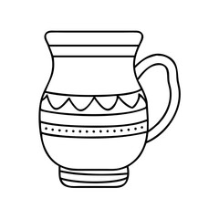 traditional pottery mug icon, traditional pottery mug line art - simple line art of traditional pottery mug, perfect for traditional pottery mug logos and icons