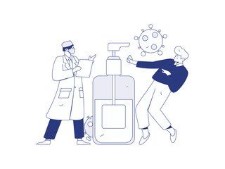 Medical characters fighting the epidemic flat vector concept operation hand drawn illustration
