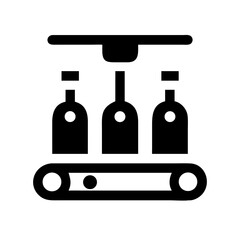 Bottled Wine Production Line Icon Design